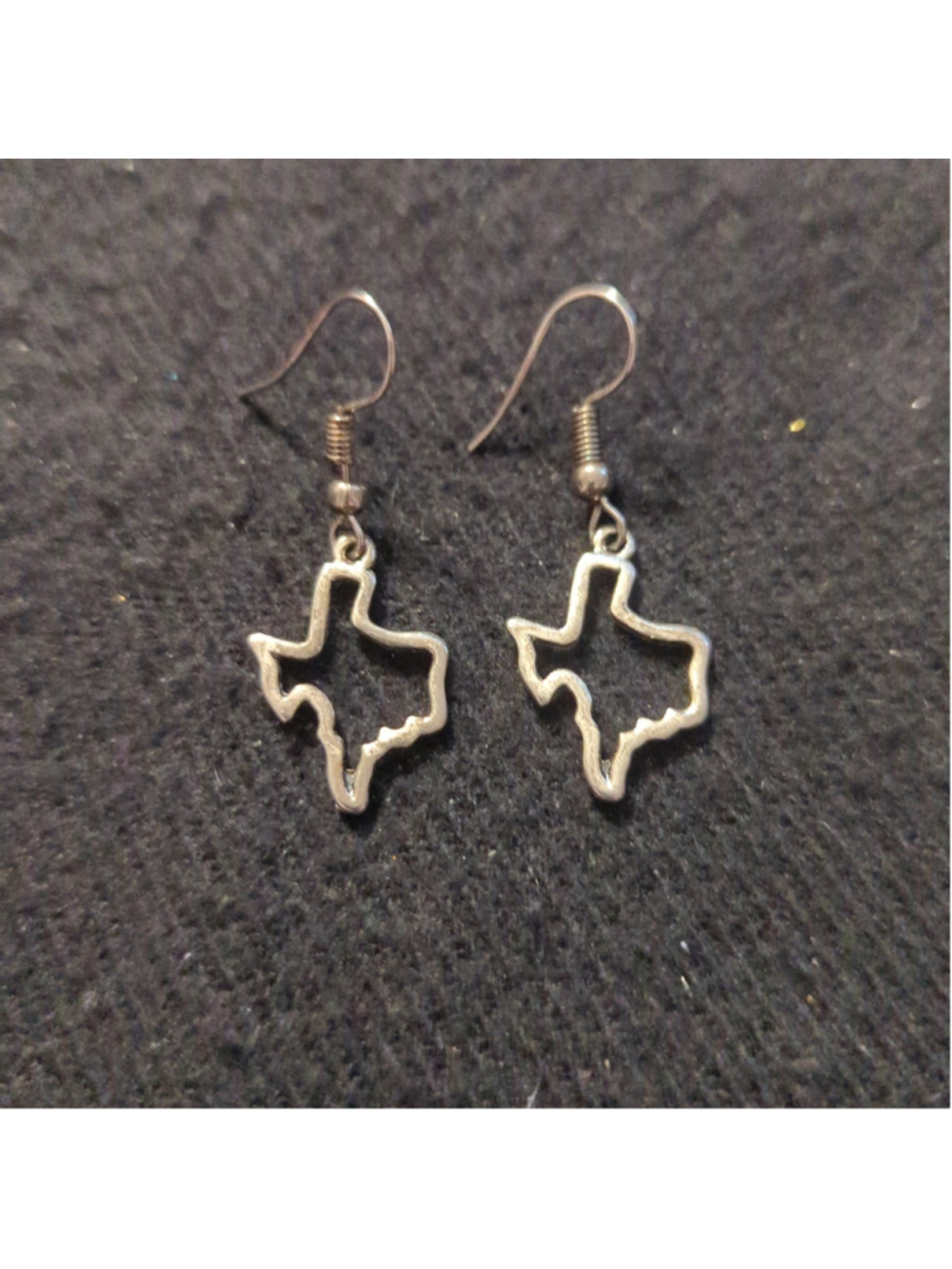 Silver Tone Texas Shaped Earrings